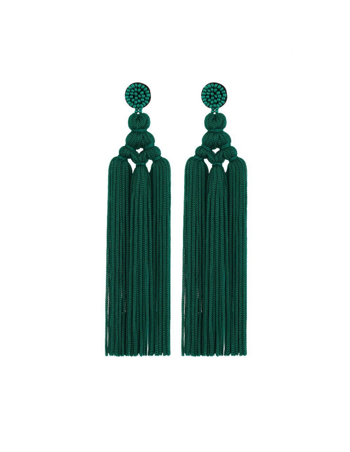 Green Tassel Knot Earrings