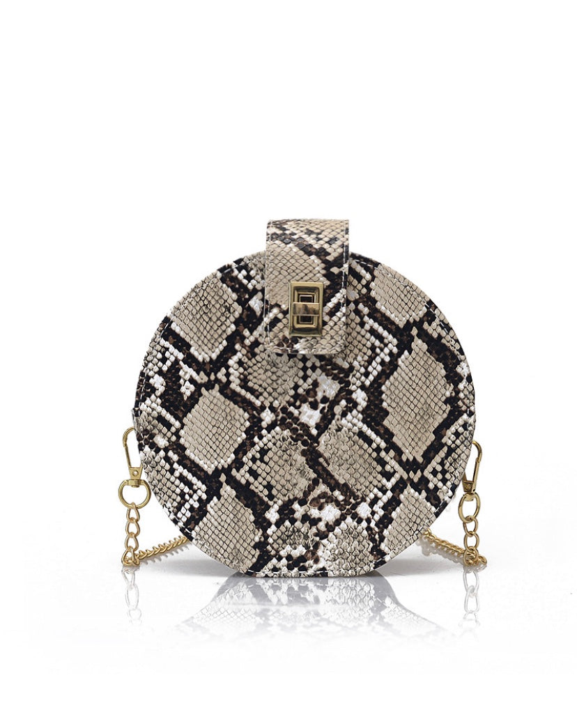 Snakeskin cross body chain bag