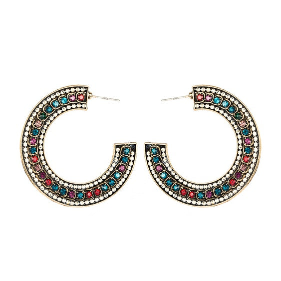 C-Shaped  rhinestone Hoops!