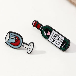 Wine Time Brooch Set