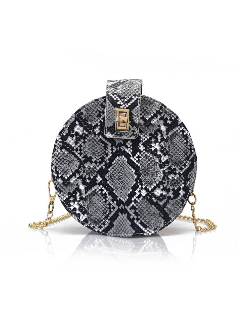 Snakeskin cross body chain bag