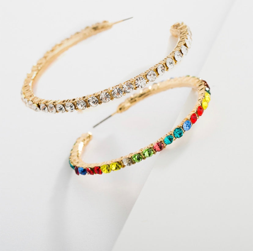 Small rhinestone hoop earrings